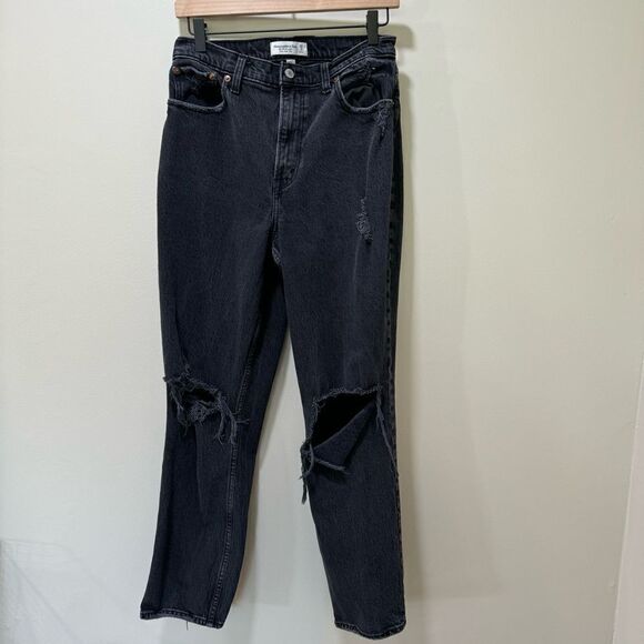 Abercrombie 90s Straight Ultra High Rise Curve Love Black Jeans sz 29/8 - Picture 1 of 4